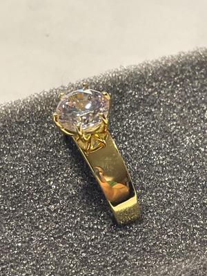 New Never Worn Designer "YGI" Gold-toned Sterling Silver .925 Engagement Style CZ Ring Size-9 as Pictured. FREE DOMESTIC SHIPPING.