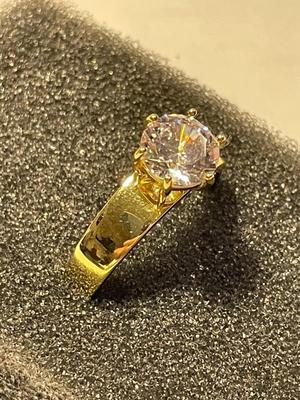 New Never Worn Designer "YGI" Gold-toned Sterling Silver .925 Engagement Style CZ Ring Size-9 as Pictured. FREE DOMESTIC SHIPPING.