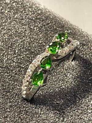 New Never Worn Sterling Silver .925 Dainty Cocktail Style CZ Ring Size-8.75 as Pictured. FREE DOMESTIC SHIPPING.