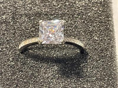 New Never Worn Sterling Silver .925 Engagement Style CZ Ring Size-7.75 as Pictured. FREE DOMESTIC SHIPPING.