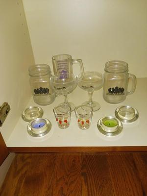 CUSTOM SHOT GLASSES, STAMPEDE STEAKHOUSE MUGS, TABLE CANDLES AND MORE