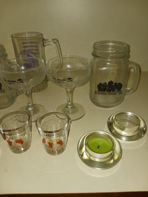 CUSTOM SHOT GLASSES, STAMPEDE STEAKHOUSE MUGS, TABLE CANDLES AND MORE
