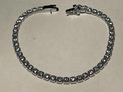 New Never Worn Designer Sterling Silver .925 Crystal/CZ 8" Bracelet as Pictured. FREE DOMESTIC SHIPPING.