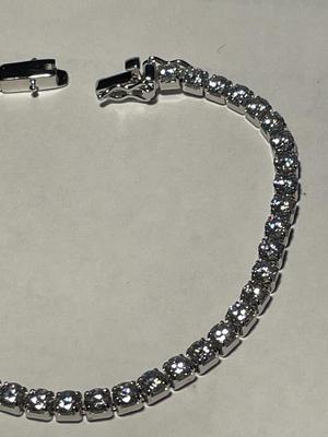 New Never Worn Designer Sterling Silver .925 Crystal/CZ 8" Bracelet as Pictured. FREE DOMESTIC SHIPPING.