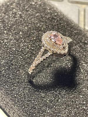 New Never Worn Silver-tone Sterling Silver .925 Dainty CZ/Crystal Stones Cocktail Ring Size-8 in Good Condition as Pictured.