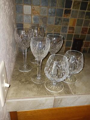 3 PAIRS OF WATERFORD CRYSTAL WINE GLASSES
