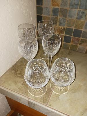 3 PAIRS OF WATERFORD CRYSTAL WINE GLASSES
