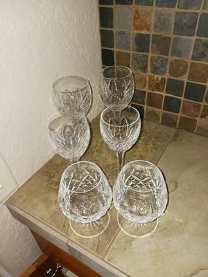 3 PAIRS OF WATERFORD CRYSTAL WINE GLASSES