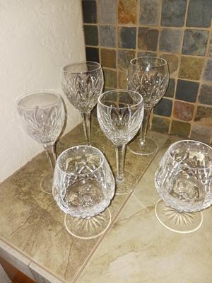 3 PAIRS OF WATERFORD CRYSTAL WINE GLASSES