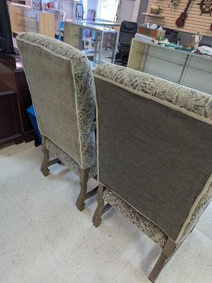 Carved Antique Lion's Head Arm Chairs With Pillows
