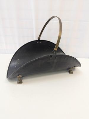 Black & Brass Claw Footed Fireplace Log Holder