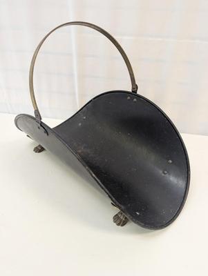 Black & Brass Claw Footed Fireplace Log Holder