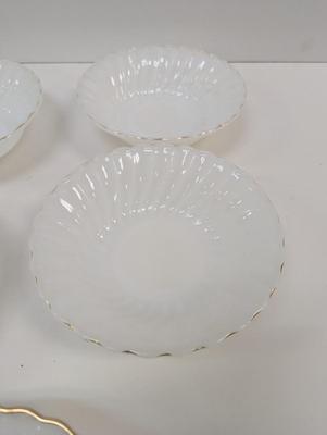 Anchor Hocking Fire King Milk Glass Gold Trim Scalloped