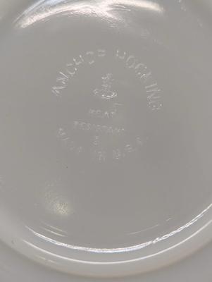 Anchor Hocking Fire King Milk Glass Gold Trim Scalloped