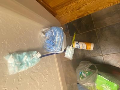 THREE BIN LAUNDRY HAMPER ON WHEELS ALL THE SWIFFERS YOU COULD NEED AND MORE