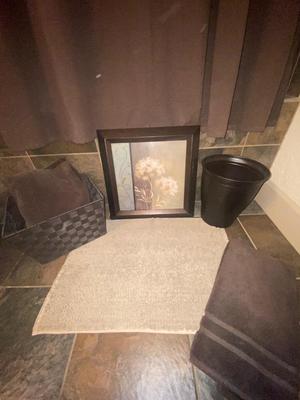 BATHROOM DECOR, SHOWER CURTAIN, TOWELS, RUG AND MORE!