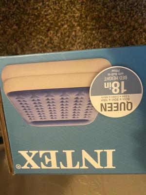 NEW INTEX 18” TALL QUEEN AIR MATTRESS AND COLEMAN ELECTRIC AIR PUMP