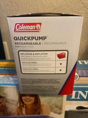 NEW INTEX 18” TALL QUEEN AIR MATTRESS AND COLEMAN ELECTRIC AIR PUMP