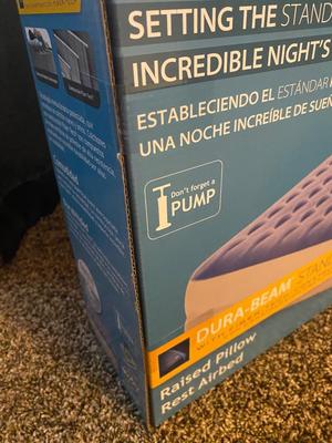 NEW INTEX 18” TALL QUEEN AIR MATTRESS AND COLEMAN ELECTRIC AIR PUMP