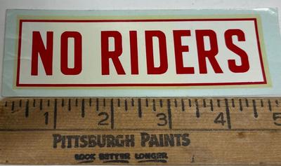 Vintage Automotive Equipment Sticker - No Riders