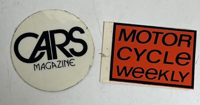Vintage Automotive Magazine Stickers - Cars Magazine and Motor Cycle Weekly