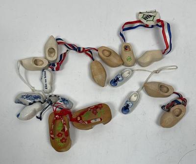 Lot of Wood and Ceramic Miniature Shoe Ornaments