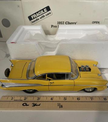 Danbury Mint 1957 Chevy Pro Street Hardtop Yellow Bel Air Diecast 1:24 Drag Car