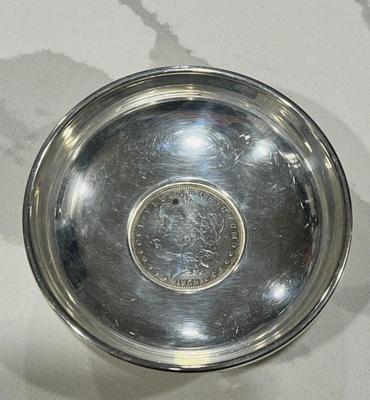 Sterling Silver Bowl inlaid Rare 1879 Morgan Dollar B&M 762