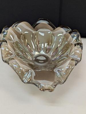 Murano Art Glass Bowl White Cristal Made In Italy Original Label