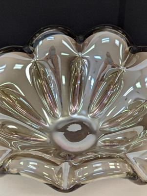 Murano Art Glass Bowl White Cristal Made In Italy Original Label