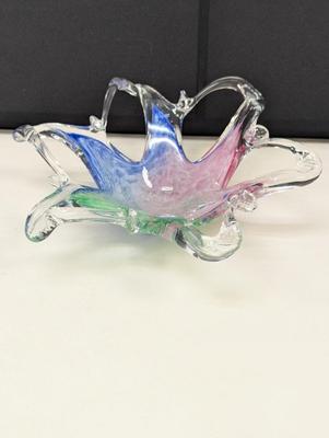 Multi-Color Swirl Murano Hand Crafted Art Glass Bowl
