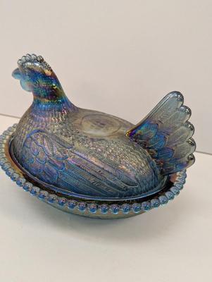 Vintage Indiana Glass Hen On A Nest