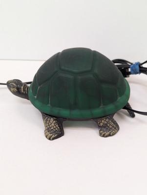 Vintage Turtle Green Glass Shell Table Lamp