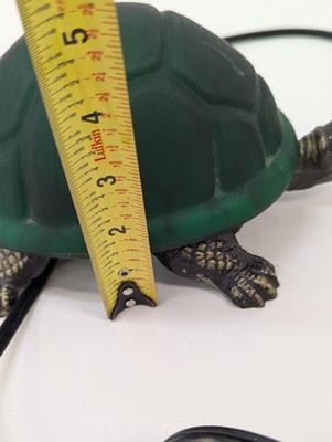 Vintage Turtle Green Glass Shell Table Lamp