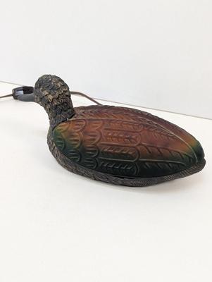 Brushed Bronze & Amber Glass Figural Duck Lamp