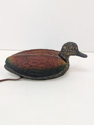 Brushed Bronze & Amber Glass Figural Duck Lamp