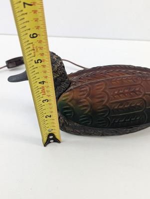 Brushed Bronze & Amber Glass Figural Duck Lamp