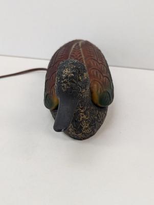 Brushed Bronze & Amber Glass Figural Duck Lamp