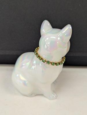 Hand Painted Fenton Glass Cat - Signed T. Gaskins