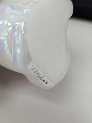 Hand Painted Fenton Glass Cat - Signed T. Gaskins