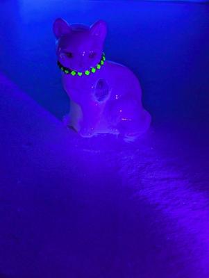 Hand Painted Fenton Glass Cat - Signed T. Gaskins