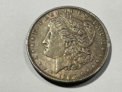 1897-P EXTRA FINE CONDITION MORGAN SILVER DOLLAR AS PICTURED. FREE DOMESTIC SHIPPING.