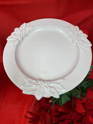 White Poinsettia Pitcher and Bowl