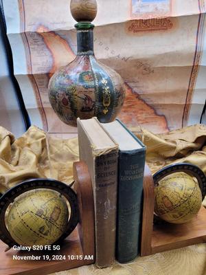 Leather wrapped decanter and book ends