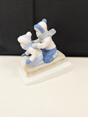 Paul Sebastian Fine Porcelain Collection Children Sledding