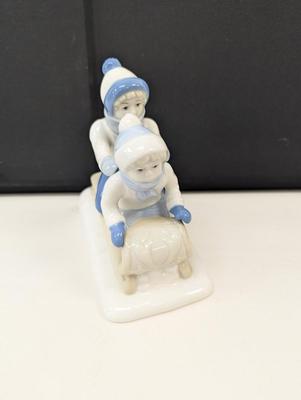 Paul Sebastian Fine Porcelain Collection Children Sledding