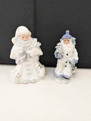 Vintage Santa Figurines Glitter Christmas