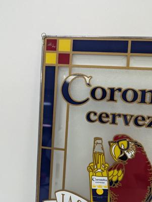 Coronita Cerveza Glass Sign Approx 11 1/2" x 16"