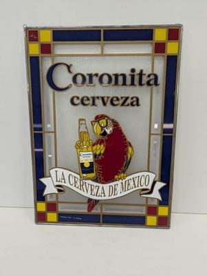 Coronita Cerveza Glass Sign Approx 11 1/2" x 16"
