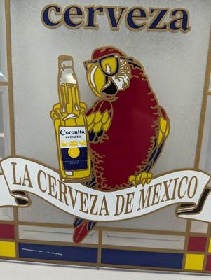Coronita Cerveza Glass Sign Approx 11 1/2" x 16"